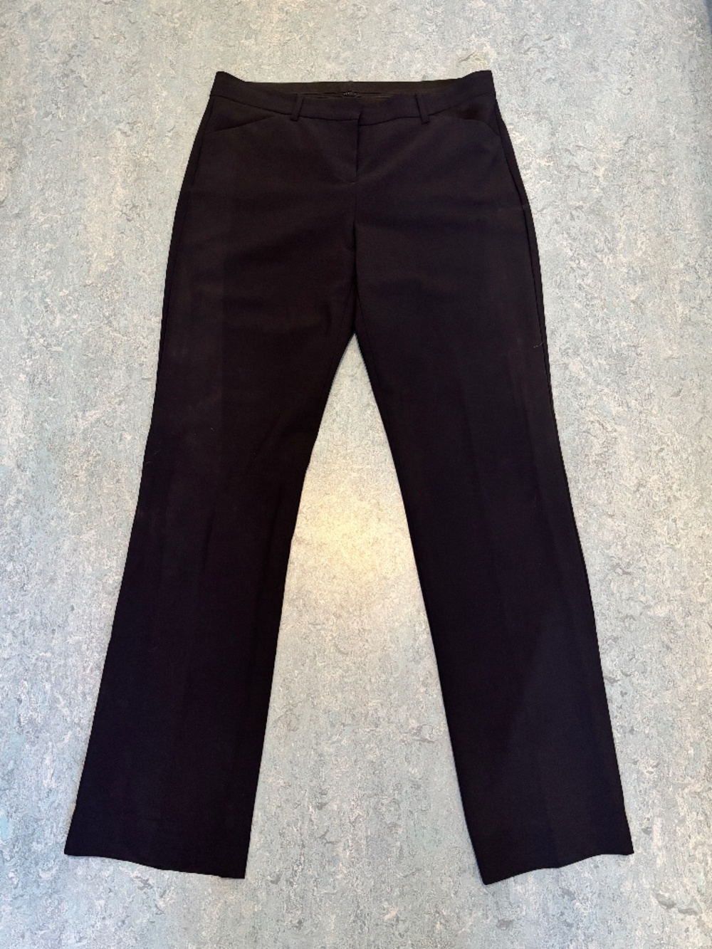 Theory Black Straight Leg Wool Blend Trousers Size 10
